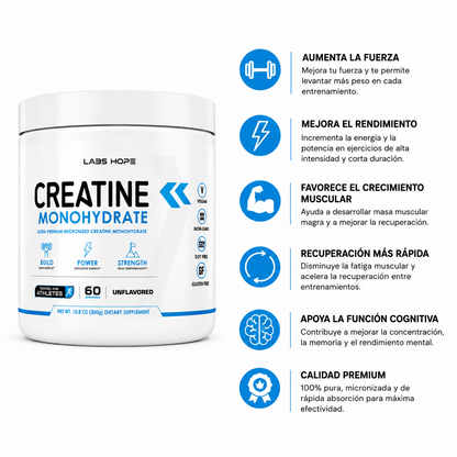 Creatina Monohidratada LabsHope 300g | 60 Servicios