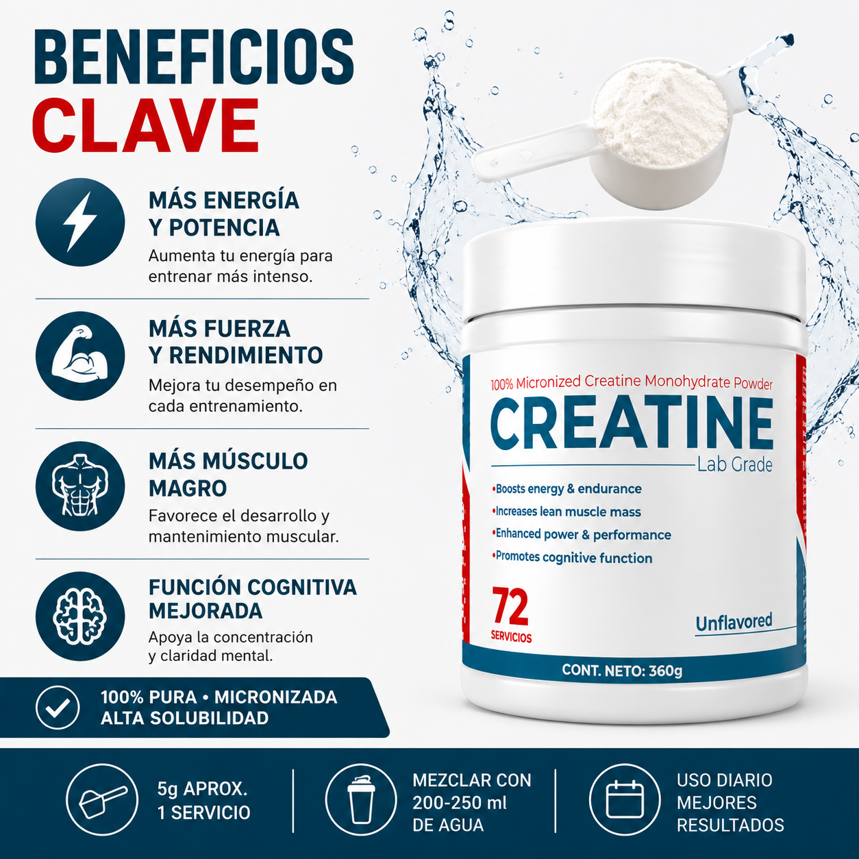 Creatina RAW Series Lab 72 Servicios