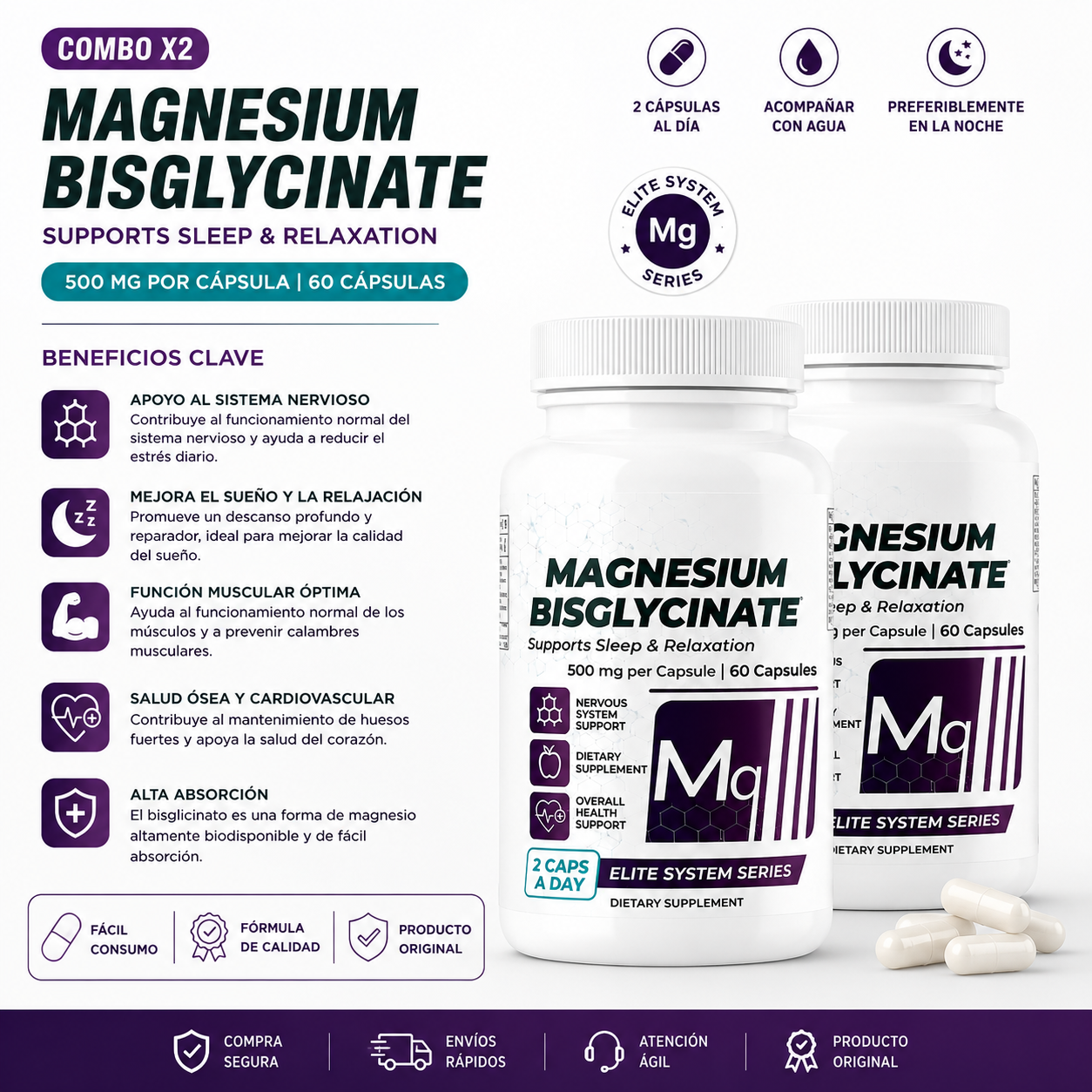 Combo x2 Glicinato de Magnesio